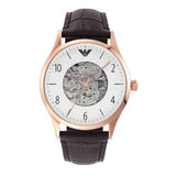 Emporio Armani Meccanico White Dial Brown Leather Strap Watch For Men - AR1920 Buy Now By Emporio Armani