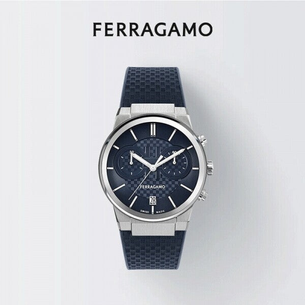 Salvatore Ferragamo Sapphire Chrono Blue Dial Blue Rubber Strap Watch for Men - SFME00923 Buy Now By Salvatore Ferragamo