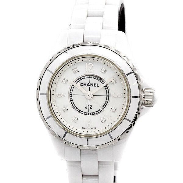Chanel J12 Diamonds Quartz Mother of Pearl White Dial White Steel Strap Watch for Women - J12 H2570 Buy Now By Chanel