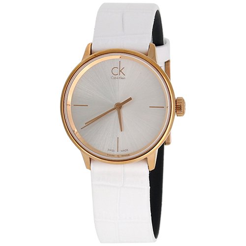 Calvin Klein Accent White Dial White Leather Strap Watch for Women - K2Y2Y6K6 Buy Now By Calvin Klein