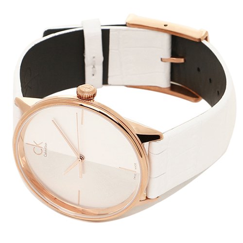 Calvin Klein Accent White Dial White Leather Strap Watch for Women - K2Y2Y6K6 Buy Now By Calvin Klein