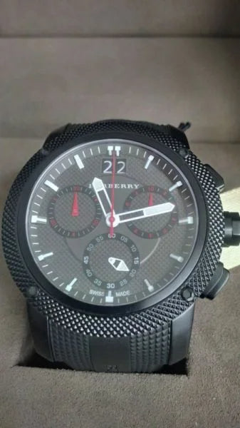 Burberry The Endurance Chronograph Black Dial Black Rubber Strap Watch For Men - BU9802 Buy Now By Burberry