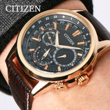 Citizen Eco Drive Calendrier Black Dial Brown Leather StrapWatch For Men - BU2023-12E Buy Now By Citizen