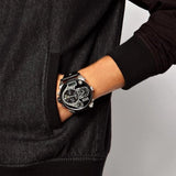 Diesel Mr Daddy Chronograph White Dial Black Leather Strap Watch For Men - DZ7125 Buy Now By Diesel