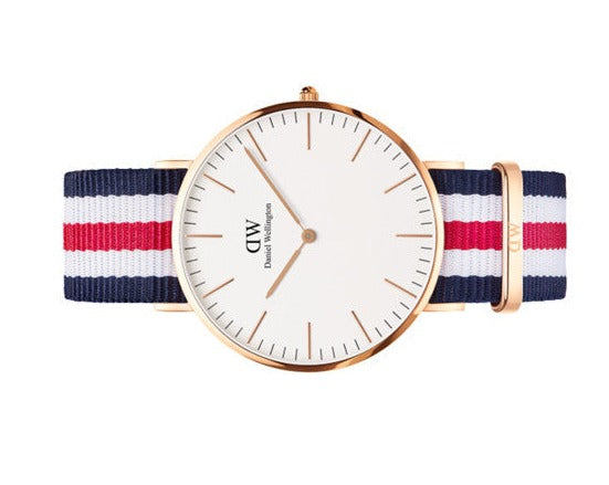 Daniel Wellington Classic Canterbury White Dial Two Tone Nylon Strap Watch For Men - DW00100002 Buy Now By Daniel Wellington
