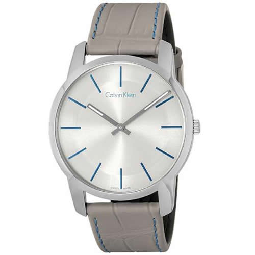 Calvin Klein City Silver Dial Grey Leather Strap Watch for Men - K2G211Q4 Buy Now By Calvin Klein