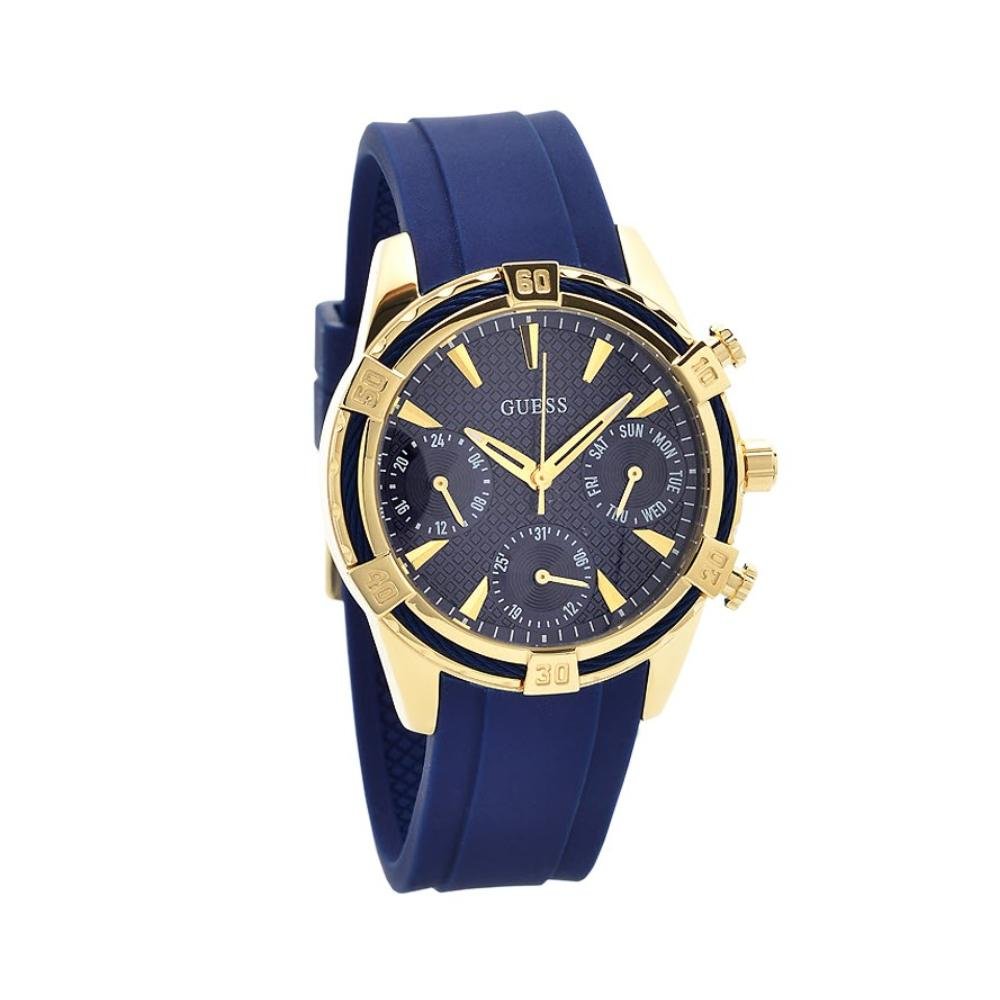 Guess Catalina Blue Gold Tone Blue Silicone Strap Watch For Women - W0562L2 Buy Now By Guess