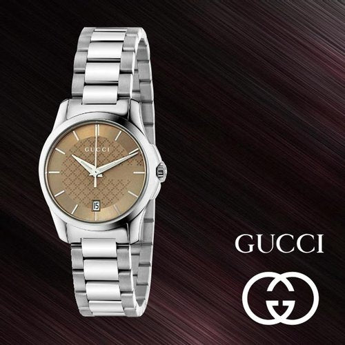 Gucci G Timeless Brown Dial Silver Steel Strap Watch For Women - YA126526 Buy Now By Gucci