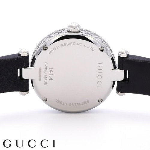 Gucci Diamantissima Diamonds Black Dial Black Leather Strap Watch For Women - YA141403 Buy Now By Gucci