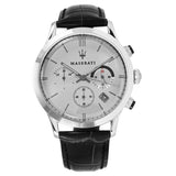 Maserati Ricordo Silver Dial Black Leather Strap Watch For Men - R8871633001 Buy Now By Maserati