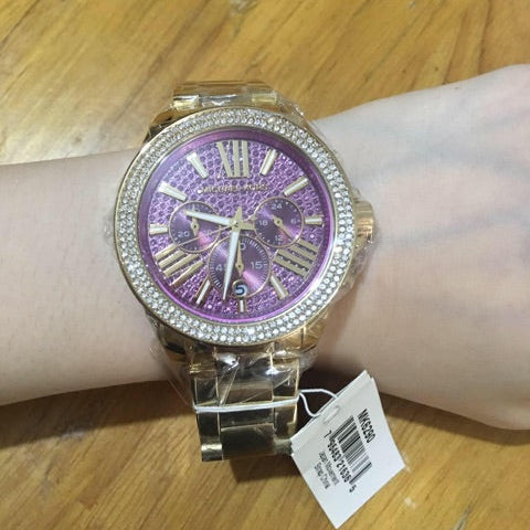 Michael Kors Wren Purple Dial Gold Steel Strap Watch for Women - MK6290 Buy Now By Michael Kors