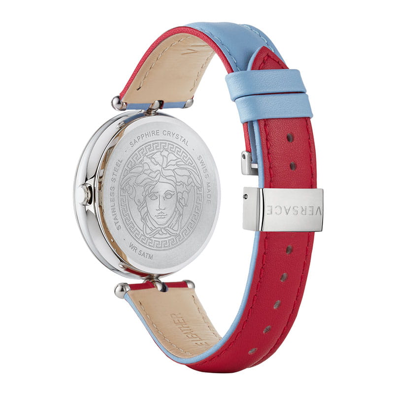 Versace Palazzo Empire Blue Dial Blue & Red Leather Strap Watch for Women - VCO070017 Buy Now By Versace