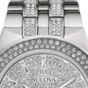 Bulova Crystal Pave Silver Dial Silver Steel Strap Watch for Men - 96B235 Buy Now By Bulova