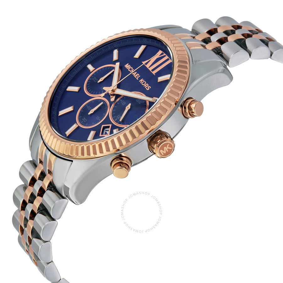 Michael Kors Lexington Blue Dial Two Tone Steel Strap Watch for Men - MK8412 Buy Now By Michael Kors