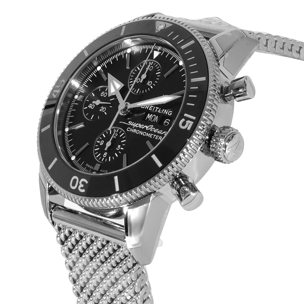 Breitling Superocean Heritage Chronograph 44 Black Dial Silver Mesh Bracelet Watch for Men - A13313121B1A1 Buy Now By Breitling