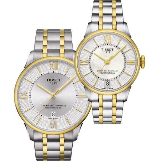 Tissot Chemin Des Tourelles Powermatic 80 Lady Mother of Pearl White Dial Two Tone Steel Strap Watch For Women - T099.207.22.118.00 Buy Now By Tissot