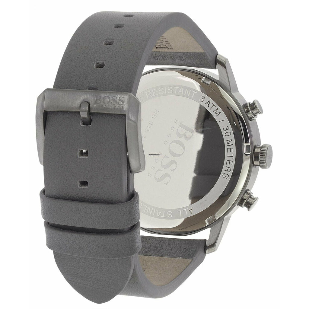 Hugo Boss Architectural Grey Dial Grey Leather Strap Watch for Men - 1513570 Buy Now By Hugo Boss