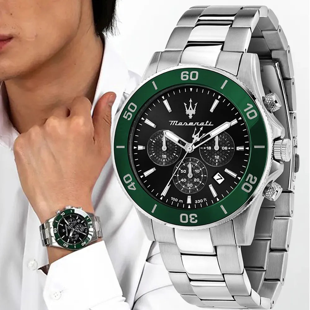 Maserati Competizione Chronograph Black Dial Silver Steel Strap Watch For Men - R8873600008 Buy Now By Maserati