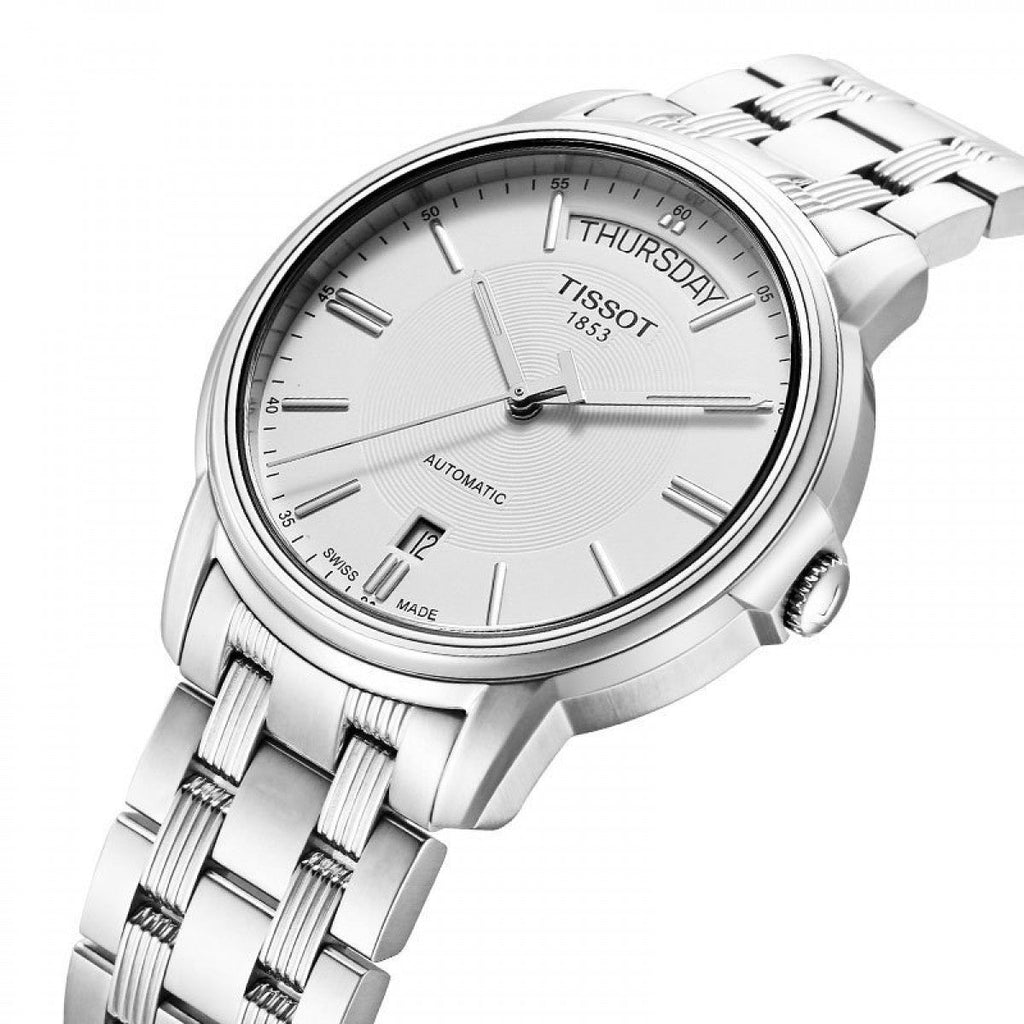 Tissot T Classic Automatic III Day Date White Dial Silver Steel Strap Watch for Men - T065.930.11.031.00 Buy Now By Tissot