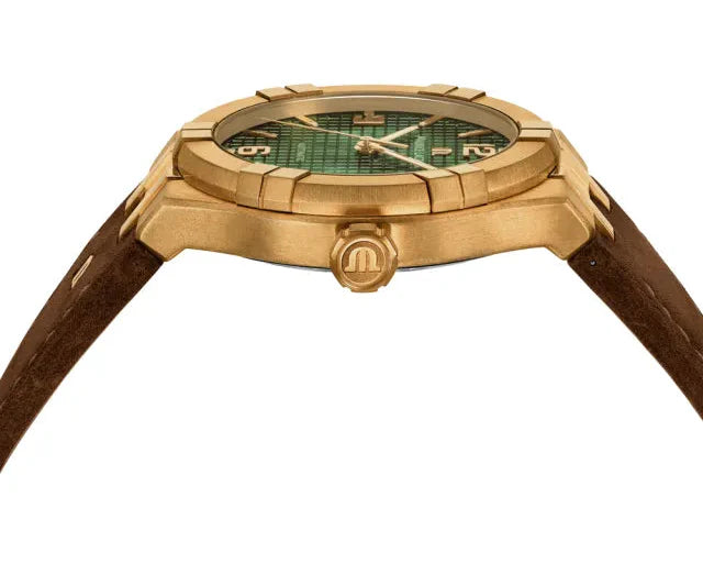 Maurice Lacroix Aikon Automatic Green Dial Brown Leather Strap Watch For Men - AI6008-BRZ0B-630-M Buy Now By Maurice Lacroix