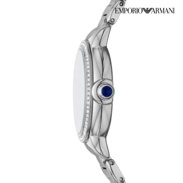 Emporio Armani Mia Three Hand Crystals Blue Dial Silver Steel Strap Watch For Women - AR11630 Buy Now By Emporio Armani
