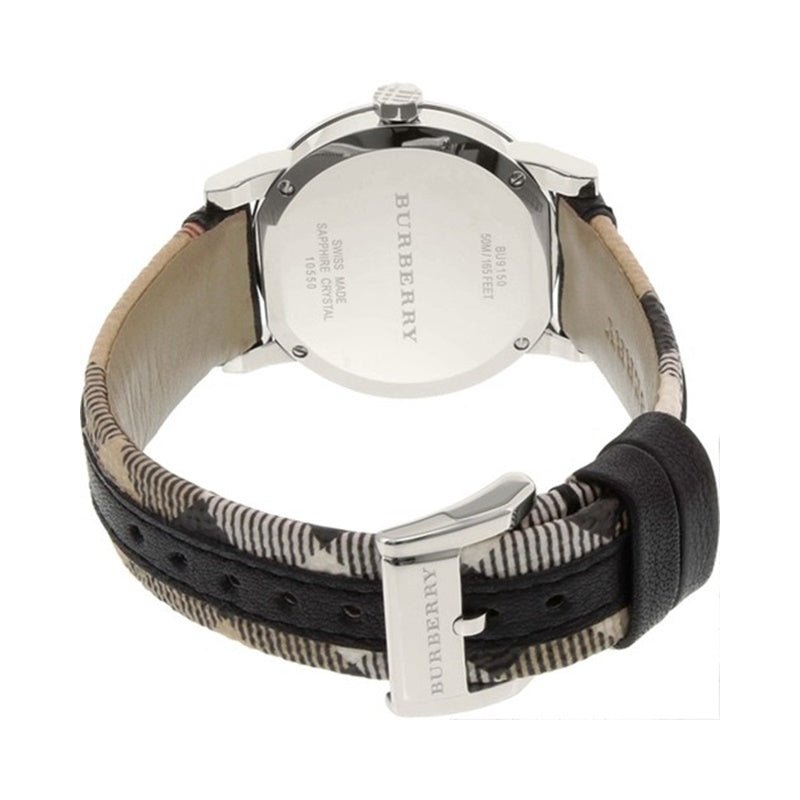 Burberry The City White Dial Black Haymarket Leather Strap Watch for Women - BU9150 Buy Now By Burberry