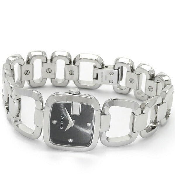 Gucci G Diamonds Black Dial Silver Steel Strap Watch For Women - YA125509 Buy Now By Gucci