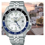 Seiko 5 Sports SKX GMT Automatic Sky Blue Dial Silver Steel Strap Watch For Men - SSK033K1 Buy Now By Seiko