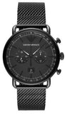 Emporio Armani Aviator Chronograph Black Dial Black Mesh Bracelet Watch For Men - AR11264 Buy Now By Emporio Armani