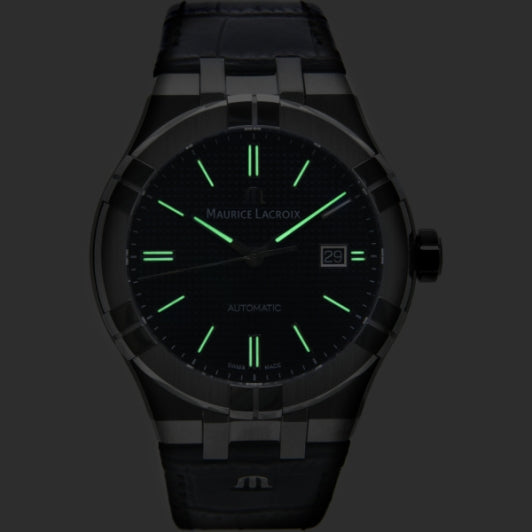 Maurice Lacroix Aikon Date Automatic Black Dial Black Leather Strap Watch For Men - AI6008-SS001-330-1 Buy Now By Maurice Lacroix