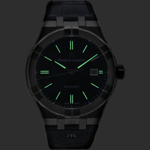 Maurice Lacroix Aikon Date Automatic Black Dial Black Leather Strap Watch For Men - AI6008-SS001-330-1 Buy Now By Maurice Lacroix