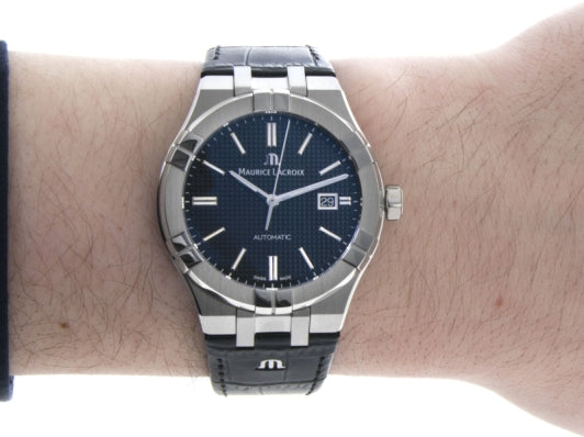 Maurice Lacroix Aikon Date Automatic Black Dial Black Leather Strap Watch For Men - AI6008-SS001-330-1 Buy Now By Maurice Lacroix