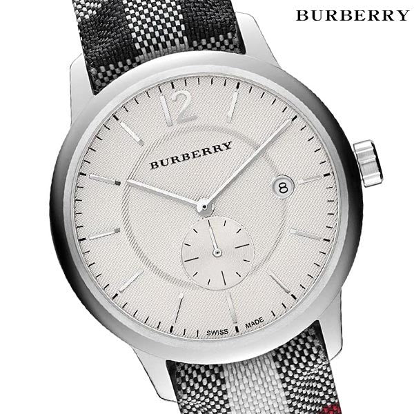 Burberry The Classic Horseferry Silver Dial Black Leather Strap Watch for Men - BU10002 Buy Now By Burberry
