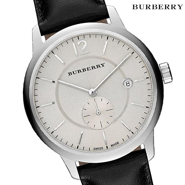 Burberry The Classic Horseferry Beige Dial Black Leather Strap Watch for Men - BU10000 Buy Now By Burberry