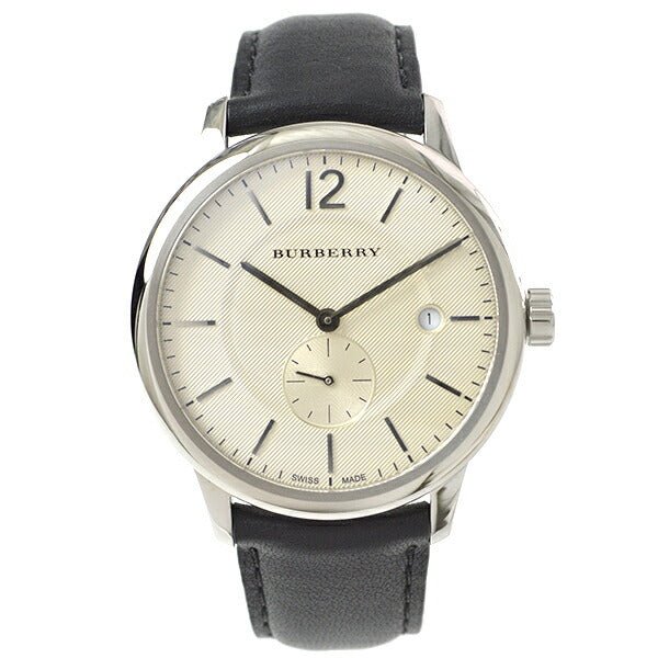 Burberry The Classic Horseferry Beige Dial Black Leather Strap Watch for Men - BU10000 Buy Now By Burberry