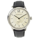 Burberry The Classic Horseferry Beige Dial Black Leather Strap Watch for Men - BU10000 Buy Now By Burberry