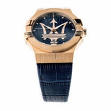 Maserati Potenza 42mm Rose Gold & Blue Dial Blue Leather Strap Watch For Men - R8851108027 Buy Now By Maserati