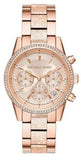 Michael Kors Ritz Chronograph Rose Gold Dial Rose Gold Steel Strap Watch For Women - MK6598 Buy Now By Michael Kors
