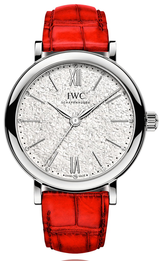 IWC Portofino Automatic Diamonds Silver Dial Red Leather Strap Watch for Women - IW357408 Buy Now By IWC