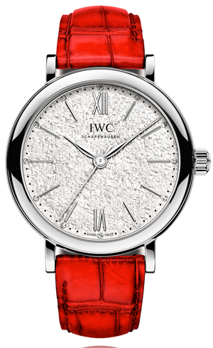 IWC Portofino Automatic Diamonds Silver Dial Red Leather Strap Watch for Women - IW357408 Buy Now By IWC