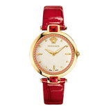 Versace Crystal Gleam White Dial Red Leather Strap Watch For Women - VAN040016 Buy Now By Versace