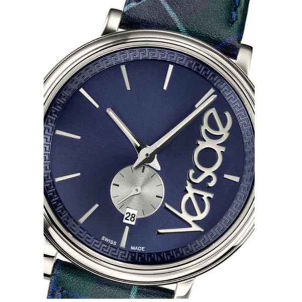 Versace V-Circle The Clans Edition Blue Dial Blue & Green Leather Strap Watch for Women - VEBQ00118 Buy Now By Versace