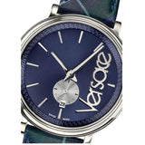 Versace V-Circle The Clans Edition Blue Dial Blue & Green Leather Strap Watch for Women - VEBQ00118 Buy Now By Versace