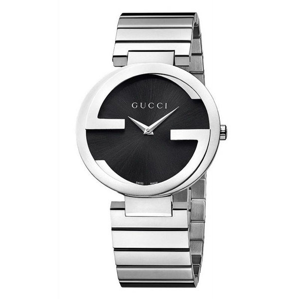 Gucci Interlocking G Quartz Black Dial Black Steel Strap Watch For Women - YA133502 Buy Now By Gucci