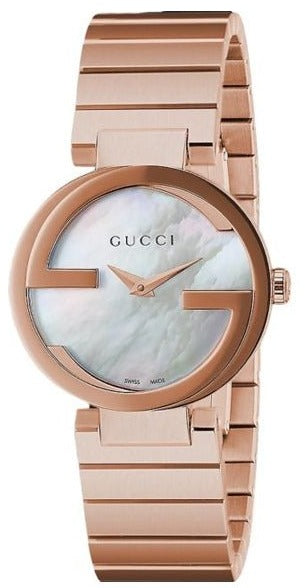 Gucci G Interlocking Mother of Pearl Dial Rose Gold Steel Strap Watch For Women - YA133515 Buy Now By Gucci