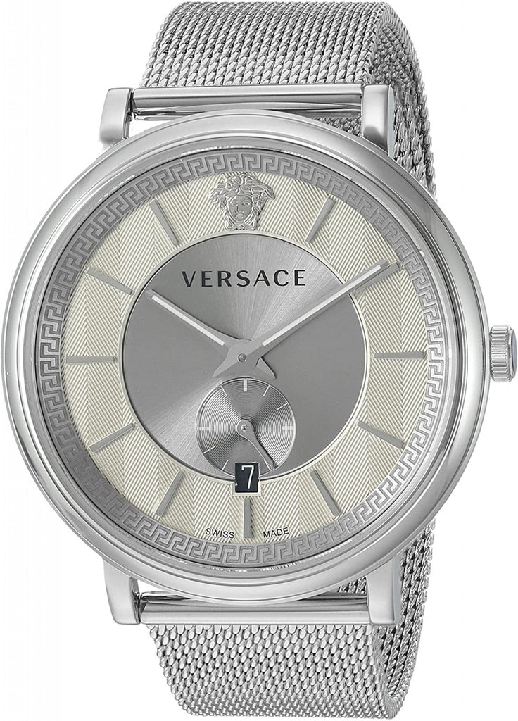 Versace V-Circle Silver Dial Silver Mesh Bracelet Watch for Men - VBQ060017 Buy Now By Versace
