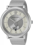 Versace V-Circle Silver Dial Silver Mesh Bracelet Watch for Men - VBQ060017 Buy Now By Versace