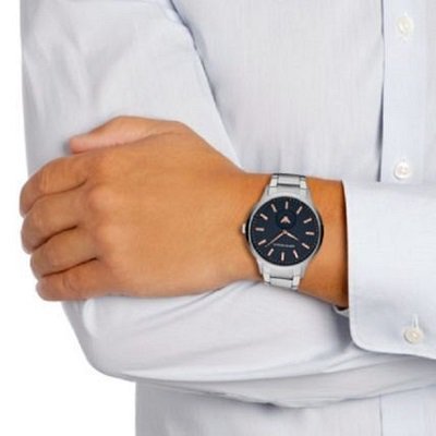 Emporio Armani Renato Blue Dial Silver Steel Strap Watch For Men - AR11137 Buy Now By Emporio Armani