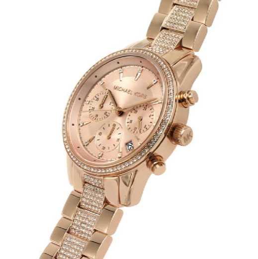 Michael Kors Ritz Chronograph Rose Gold Dial Rose Gold Steel Strap Watch For Women - MK6485 Buy Now By Michael Kors