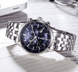 Citizen Eco Drive Chronograph Blue Dial Silver Steel Strap Watch For Men - AT2140-55L Buy Now By Citizen